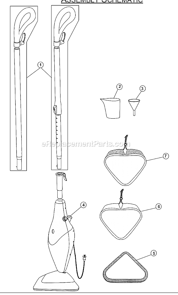 Page A Diagram and Parts List for PD20015  Dirt Devil Steamer